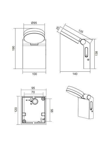 Aplique LED para exterior ADOUR 7,5W 750lm regulável IP44 | LeonLeds
