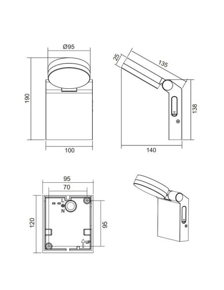 Aplique LED para exterior ADOUR 7,5W 750lm regulável IP44 | LeonLeds