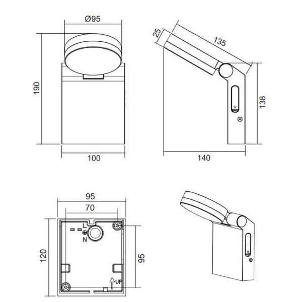 Aplique Pared LED Exterior ADOUR 7,5W 750lm Regulable IP44 | LeonLeds