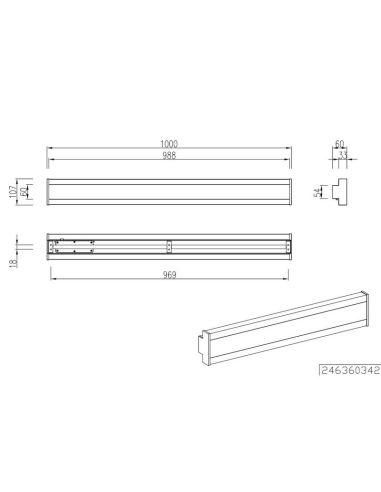 DAWSON Applique murale allongée d'extérieur LED 100 cm à intensité variable | LéonLeds