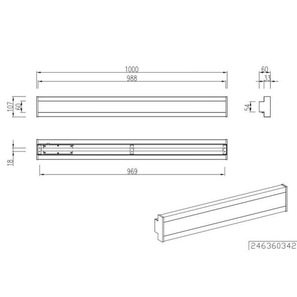 Aplique Pared Alargado Exterior LED DAWSON 100cm Regulable | LeonLeds