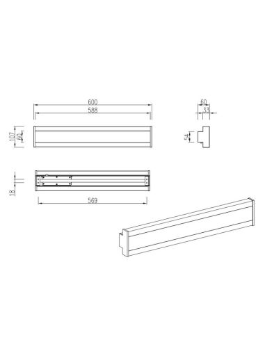 Aplique Pared LED 60cm DAWSON 8W Regulable IP54 | LeonLeds