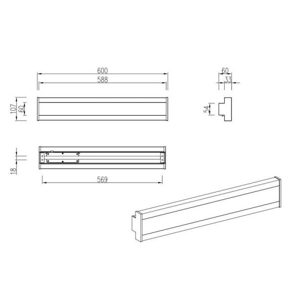 Applique murale LED DAWSON 8W 60cm à intensité variable IP54 | LéonLeds