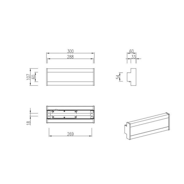 Aplique LED para exterior DAWSON 30cm 7W regulável IP54 | LeonLeds