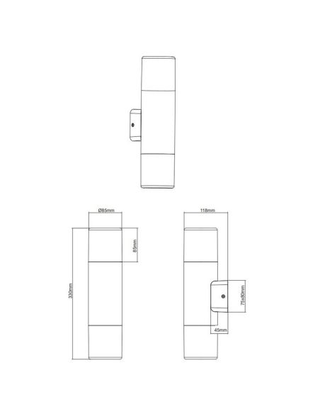 Aplique de Pared 2 Luces HOOSIC Pantalla Ahumada IP44 | LeonLeds