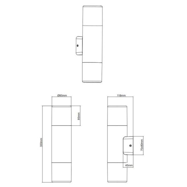 Aplique de Pared 2 Luces HOOSIC Pantalla Ahumada IP44 | LeonLeds