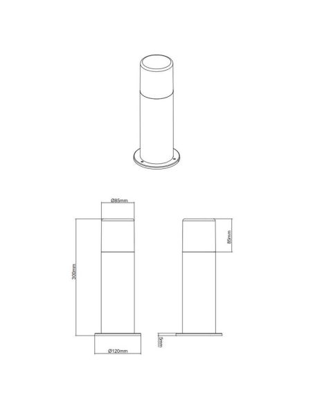Farol externo HOOSIC de 30 cm com cúpula fumê IP44 | LeonLeds