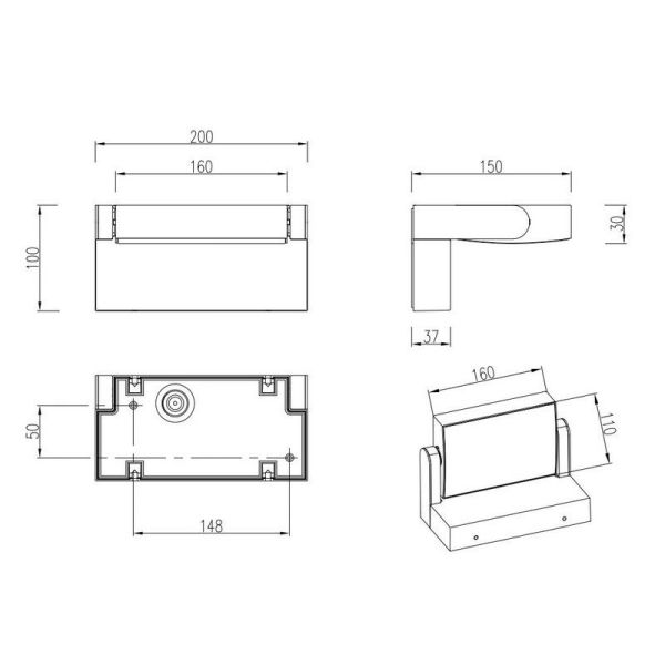 Medidas Aplique de Pared LED Exterior Orientable KANSAS para fachada 246860142 | LeonLeds