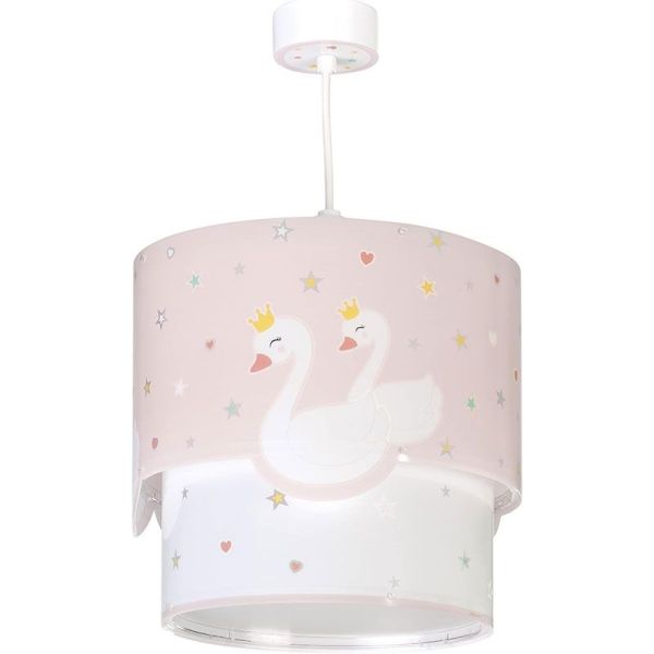 Lámpara colgante Infantil Sweet Love Rosa, con cisnes