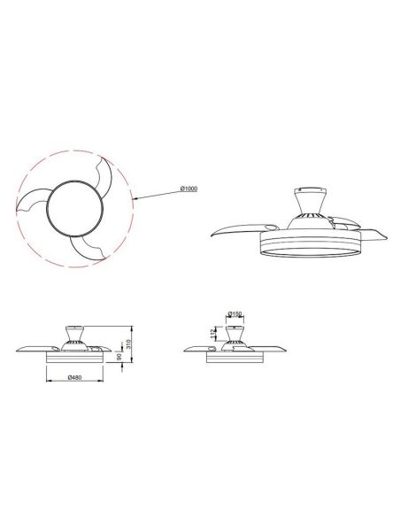 LINDBERG Ventilateur de plafond LED avec pales rétractables à fonction inversée | LéonLeds