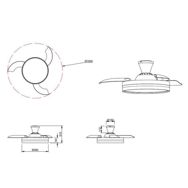 Ventilador de Techo LED LINDBERG Función Inversa Aspas Retráctiles | LeonLeds