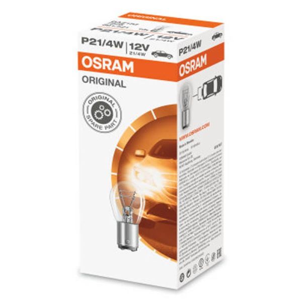 Bombilla P21/4W 12V Original 2 Polos Casquillo BAZ15d 7225 Osram