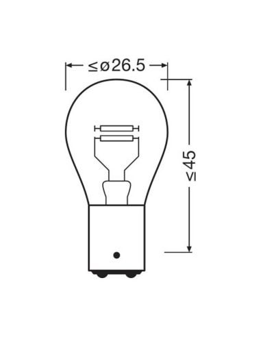 Bombilla P21/4W 12V Original 2 Polos Casquillo BAZ15d 7225 Osram