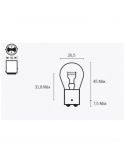 Medidas Bombilla P21/4W 12V Original 2 Polos Casquillo BAZ15d 7225 Osram