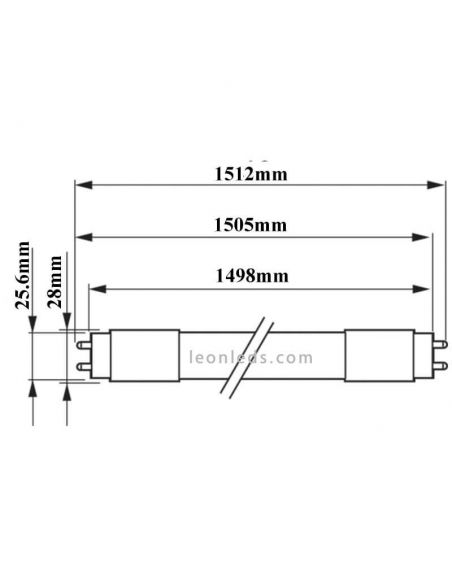 Medidas Tubo T8 LED 24W - 58W de 150CM Rotable Alta Frecuencia Rotable Master LEDtube Philips - LeonLeds.com