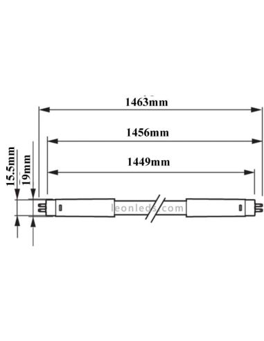 Medidas Tubo T5 LED 26W - 49W de 150CM Master LEDtube Philips 74961300 | LeonLes.com