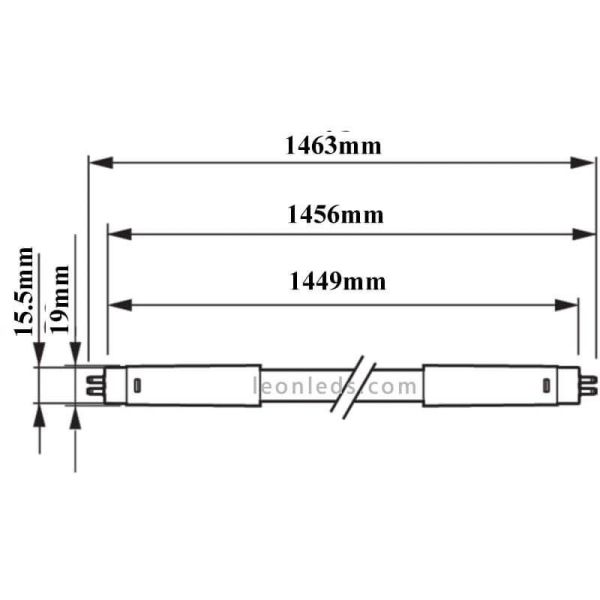 Medidas Tubo T5 LED 26W - 49W de 150CM Master LEDtube Philips 74961300 | LeonLes.com