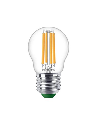 Bombilla LED E27 Clásica Vela de Filamento 2,3W equivalente a 40W transparente, Ultra Efficient P45