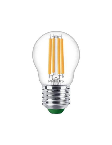 Bombilla LED E27 Clásica Vela de Filamento 2,3W equivalente a 40W transparente, Ultra Efficient P45