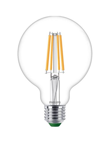 Bombilla Globo de Filamento LED transparente E27 4W equivalente a 60W, Ultra Efficient G93