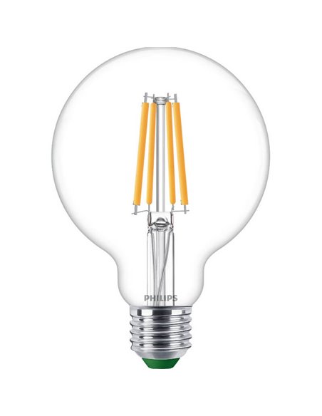 Bombilla Globo de Filamento LED transparente E27 4W equivalente a 60W, Ultra Efficient G93