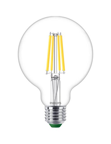 Bombilla Globo de Filamento LED transparente E27 4W equivalente a 60W, Ultra Efficient G93