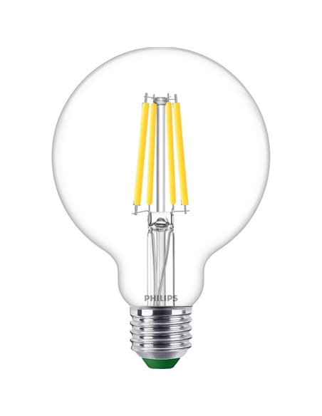 Bombilla Globo de Filamento LED transparente E27 4W equivalente a 60W, Ultra Efficient G93