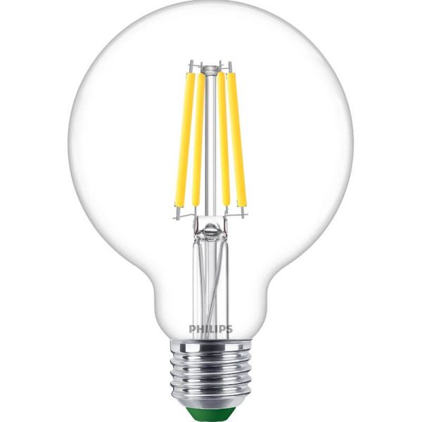 Bombilla Globo de Filamento LED transparente E27 4W equivalente a 60W, Ultra Efficient G93