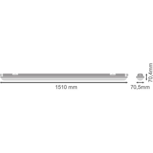 Dimensiones Pantalla estanca LED 150Cm 52W 7.020Lm Eco Damp Proof Gen 3 - Reemplazo de 2X58W 120º 4099854080401