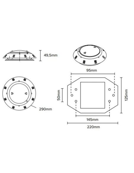 Projetor plano LED para piscina 25W 1800lm IP68 Branco | LeonLeds