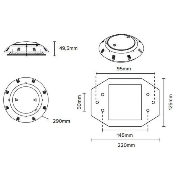 Proyector LED Plano Piscina 25W 1800lm IP68 Blanco | LeonLeds