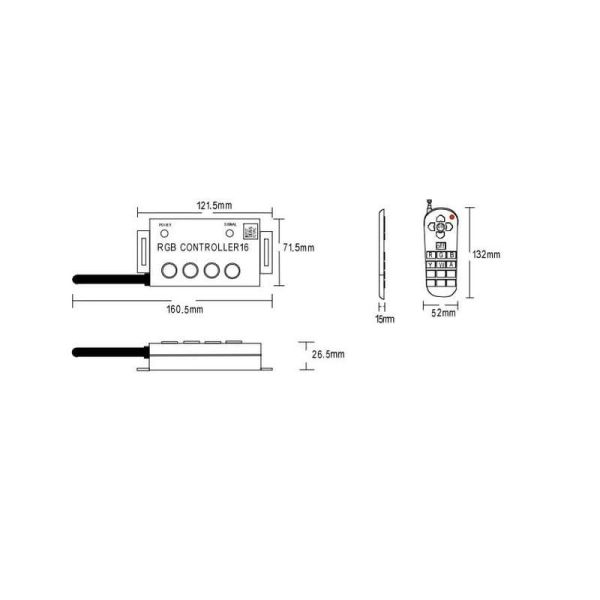 Controlador RGB16 Bombillas PAR56 2Hilos V.16 maxímo 20 Focos | LeonLeds