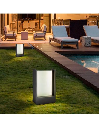 Baliza Exterior LED 30cm Pantalla Cristal MATIA 18W 3000K IP65 | LeonLeds