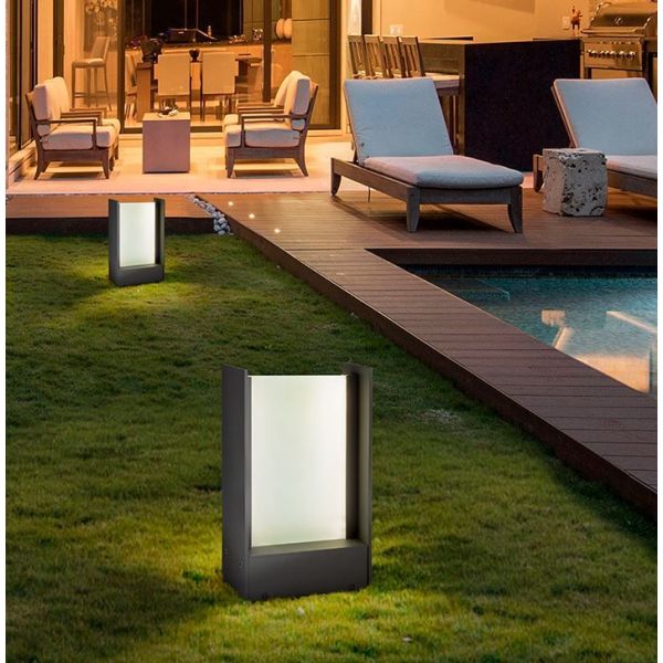 Balise d'Extérieur LED 30cm Écran en Verre MATIA 18W 3000K IP65 | LéonLeds