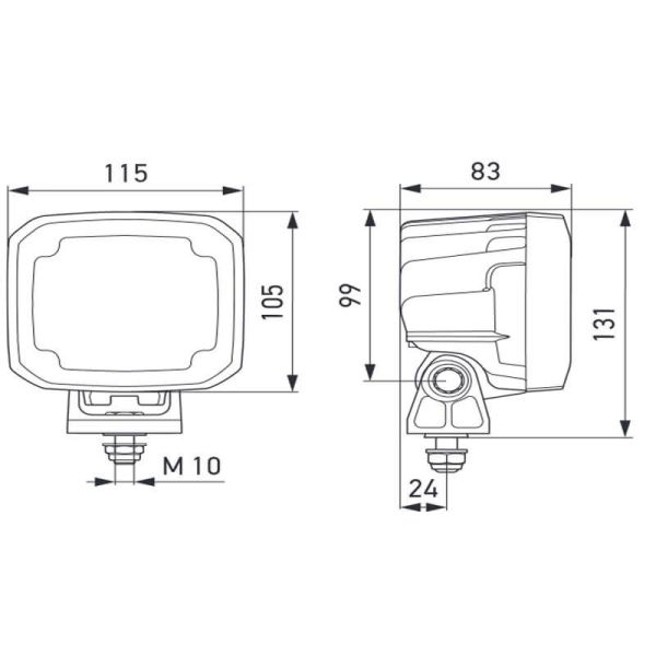 Faro de trabajo LED muy potente Hella 39W 4.400Lm Óptica Largo Alcance 12V/24V Ultra Beam S Deutsch 1GA 995 706-011