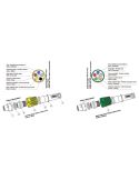 Conector Bajonet 6 PIN Verde con 1 metros de cable