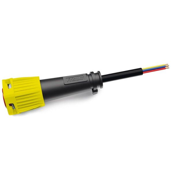 Conector baioneta amarelo de 6 pinos com 1 metro de cabo Fristom