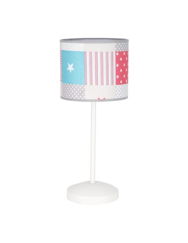Candeeiro de mesa infantil MIX cores 1Xe14 Fundo branco estrelas vermelho cinza azul | leonleds