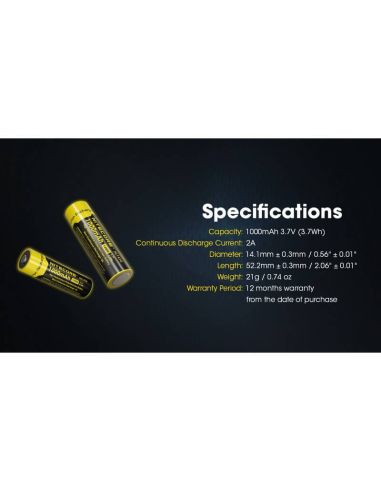 Batería Recargable NL1410 1000mAh Li-ion Nitecore | LeonLeds.com