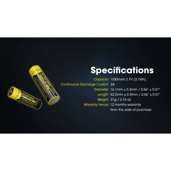 Batería Recargable NL1410 1000mAh Li-ion Nitecore | LeonLeds.com