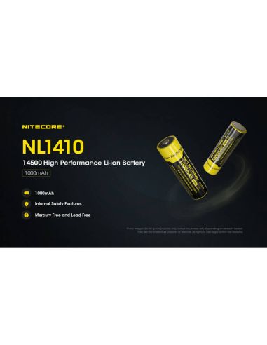 Batterie rechargeable Li-ion Nitecore NL1410 1000 mAh | LeonLeds.com