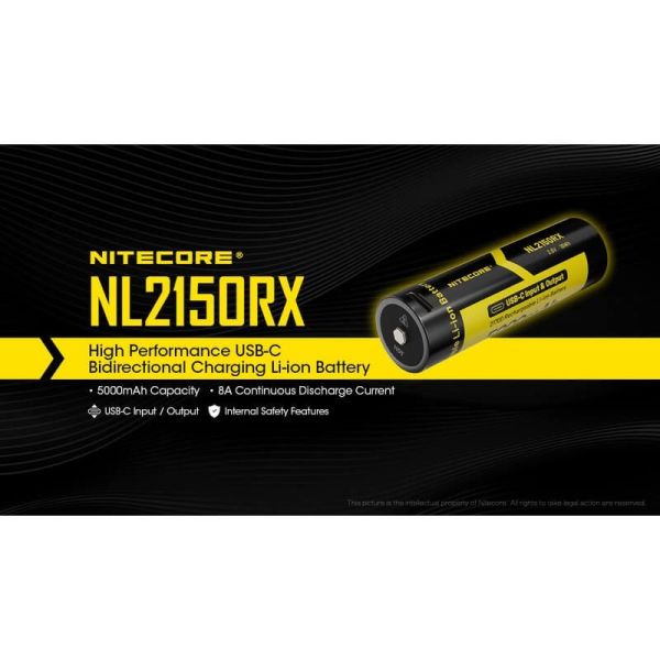 Batería Recargable NL2150RX 21700 5000mAh 3,6 V 21700 USB-C | LeonLeds