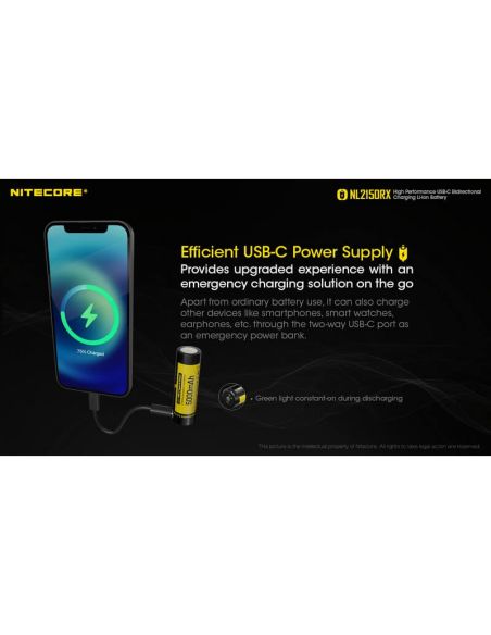 Batería Recargable NL2150RX 21700 5000mAh 3,6 V 21700 USB-C | LeonLeds