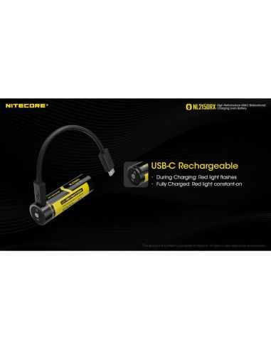 Batería Recargable NL2150RX 21700 5000mAh 3,6 V 21700 USB-C | LeonLeds