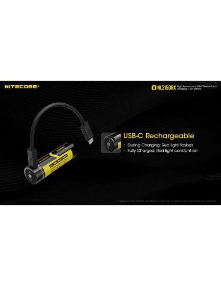 Bateria recarregável NL2150RX 21700 5000mAh 3,6 V 21700 USB-C | LeonLeds