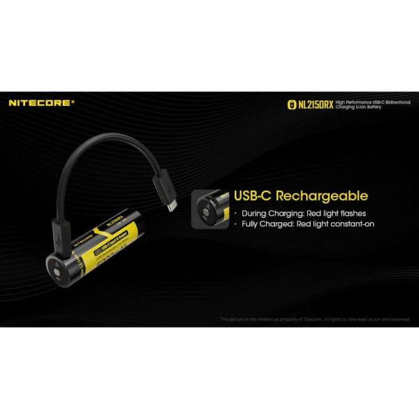 Batería Recargable NL2150RX 21700 5000mAh 3,6 V 21700 USB-C | LeonLeds