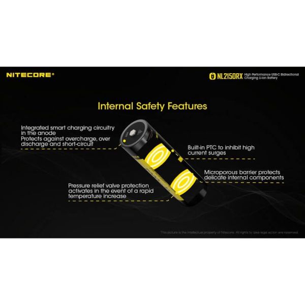 Batterie rechargeable NL2150RX 21700 5000mAh 3,6 V 21700 USB-C | LéonLeds