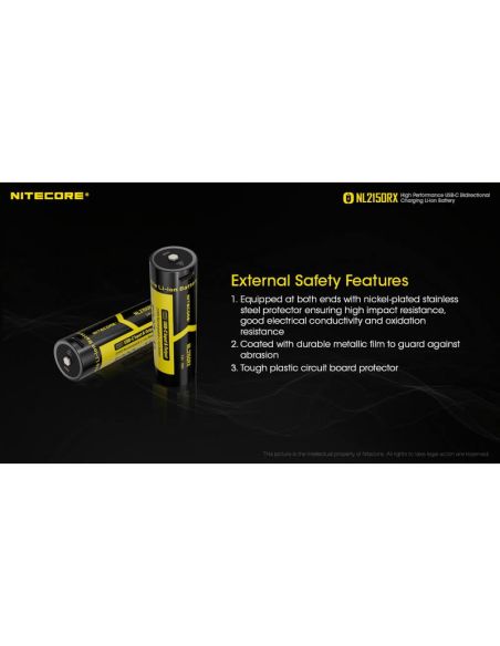 Bateria recarregável NL2150RX 21700 5000mAh 3,6 V 21700 USB-C | LeonLeds