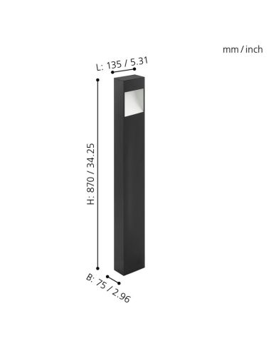Poste para Exterior LED 10W 87cm MANFRIA 1100lm 3000K IP44 | LeonLeds