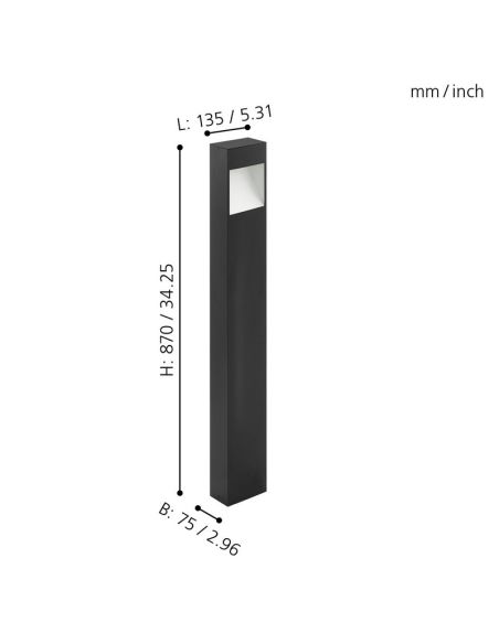 Poteau extérieur LED 10W 87cm MANFRIA 1100lm 3000K IP44 | LéonLeds